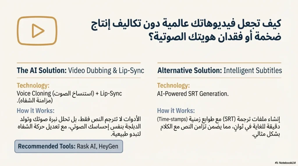 4. الترجمة متعددة الوسائط: الفيديو والأفلام (الدوبلة والترجمة)